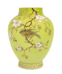 A Victorian Satin Glass Vase, likely Harrach Height 11 1/4 inches — 19TH CENTURY