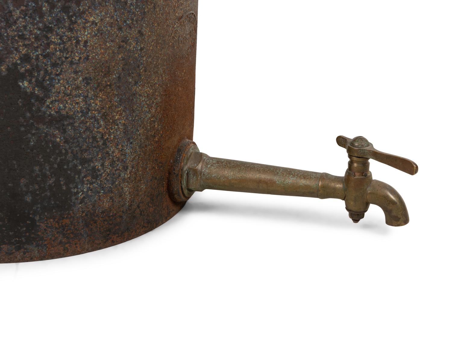 A Large Iron Hearth Kettle
