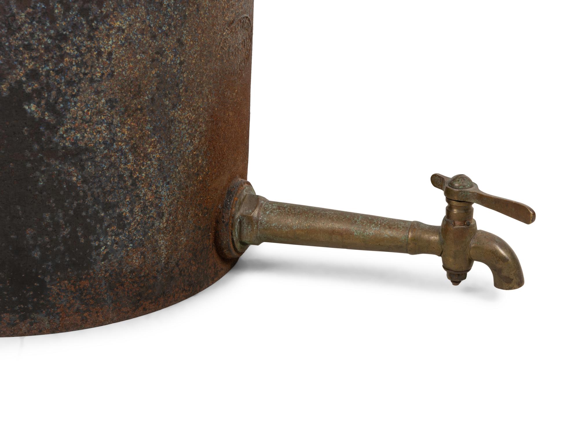 A Large Iron Hearth Kettle