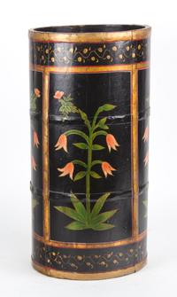 A Hand Painted Wood Umbrella Stand Height 20 inches.