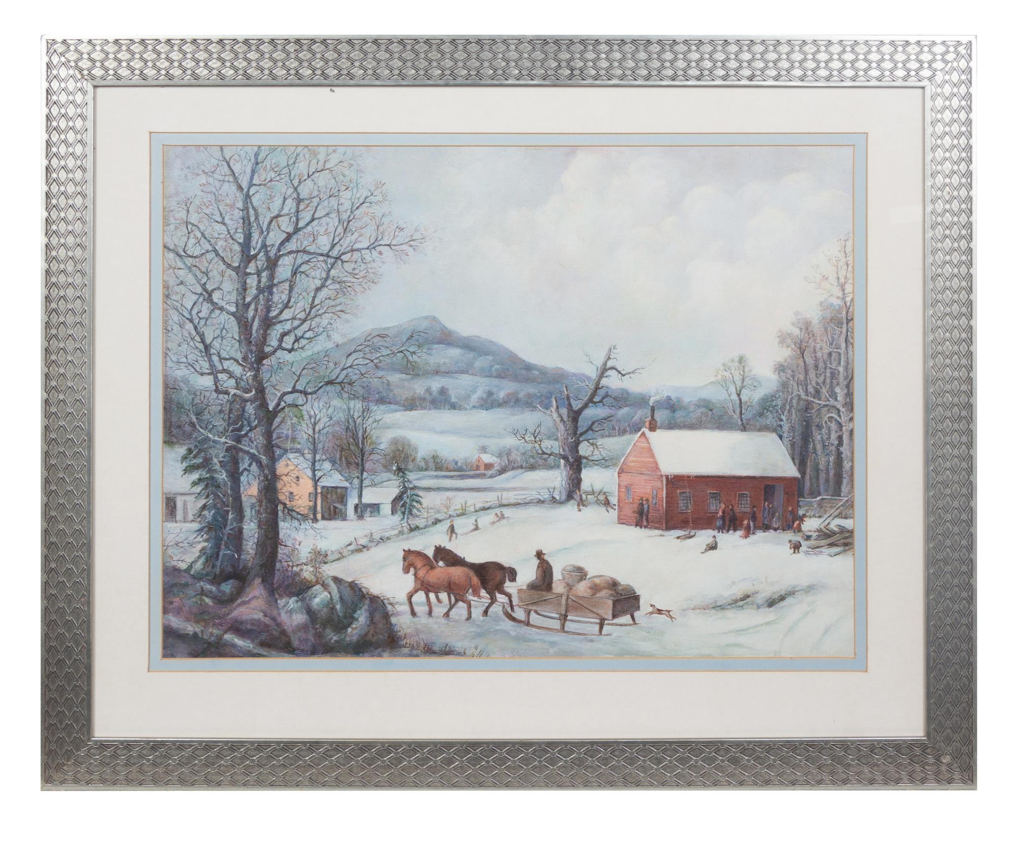 American School (20th century) Winter Landscape oil on…