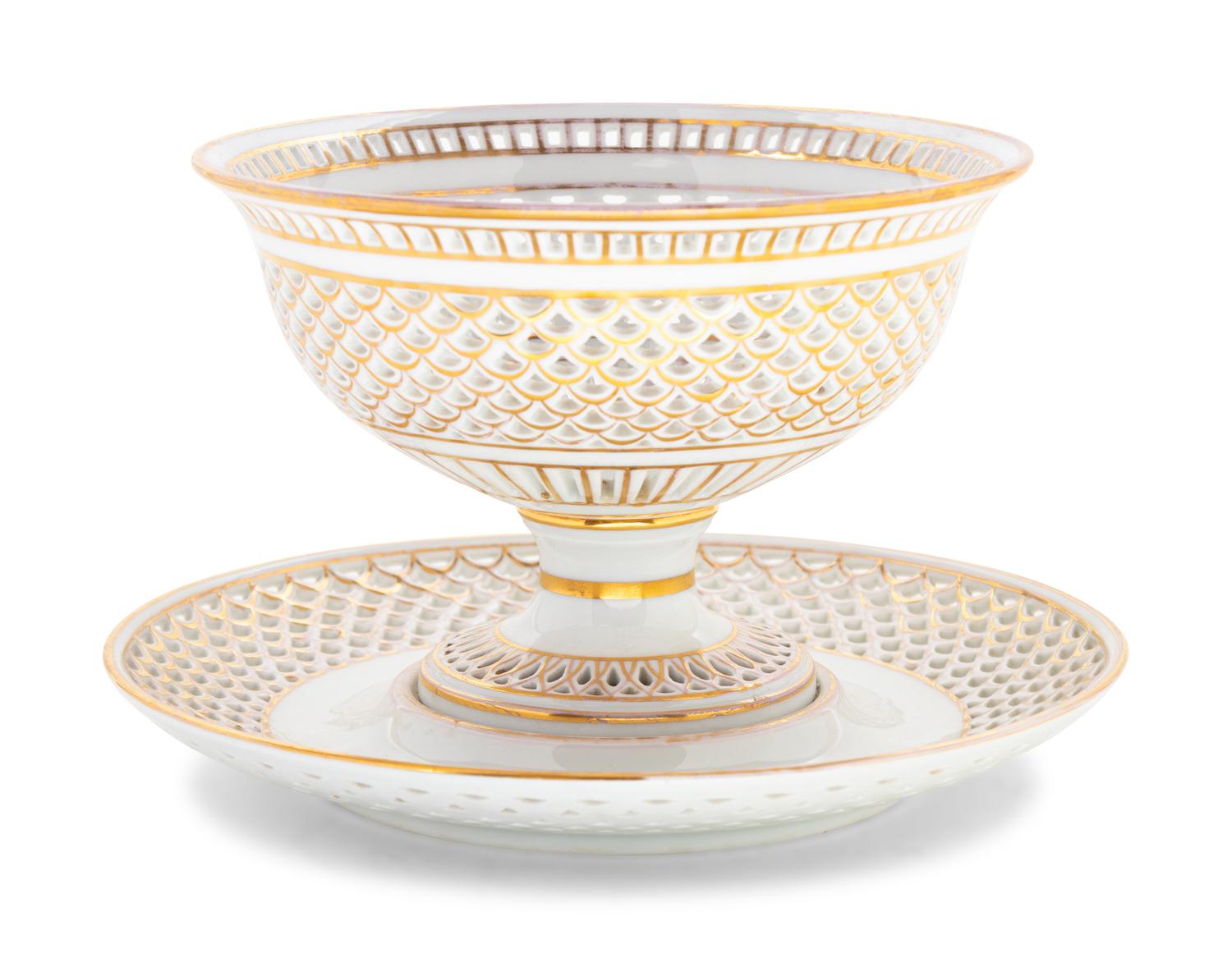An Italian Reticulated Porcelain Center Bowl