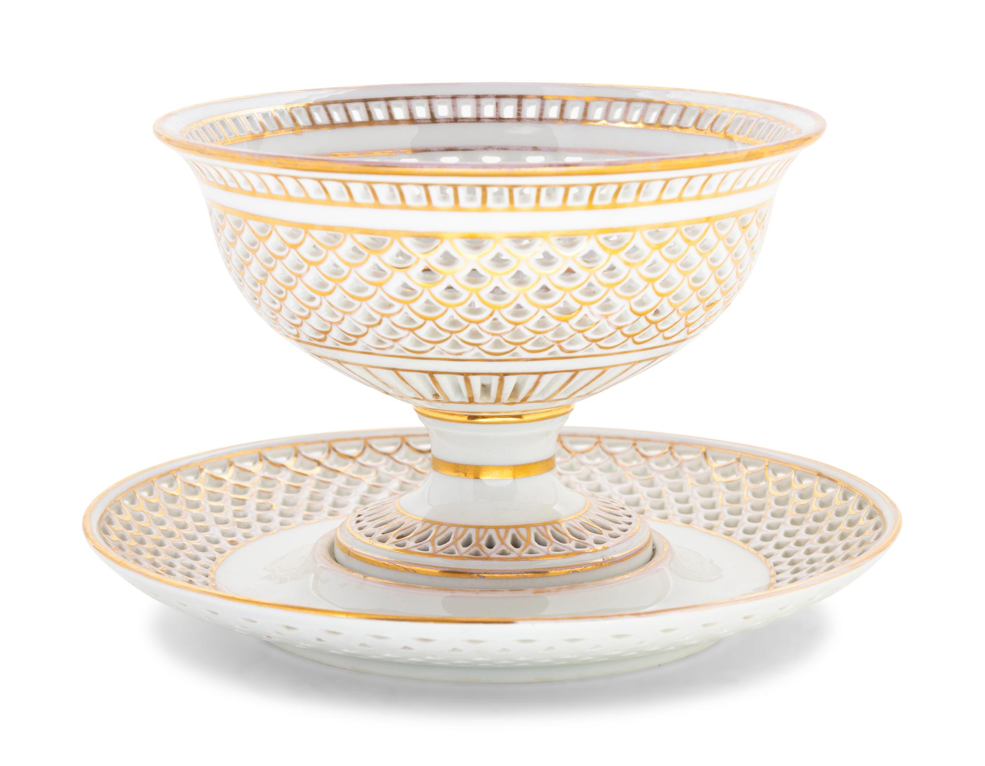 An Italian Reticulated Porcelain Center Bowl