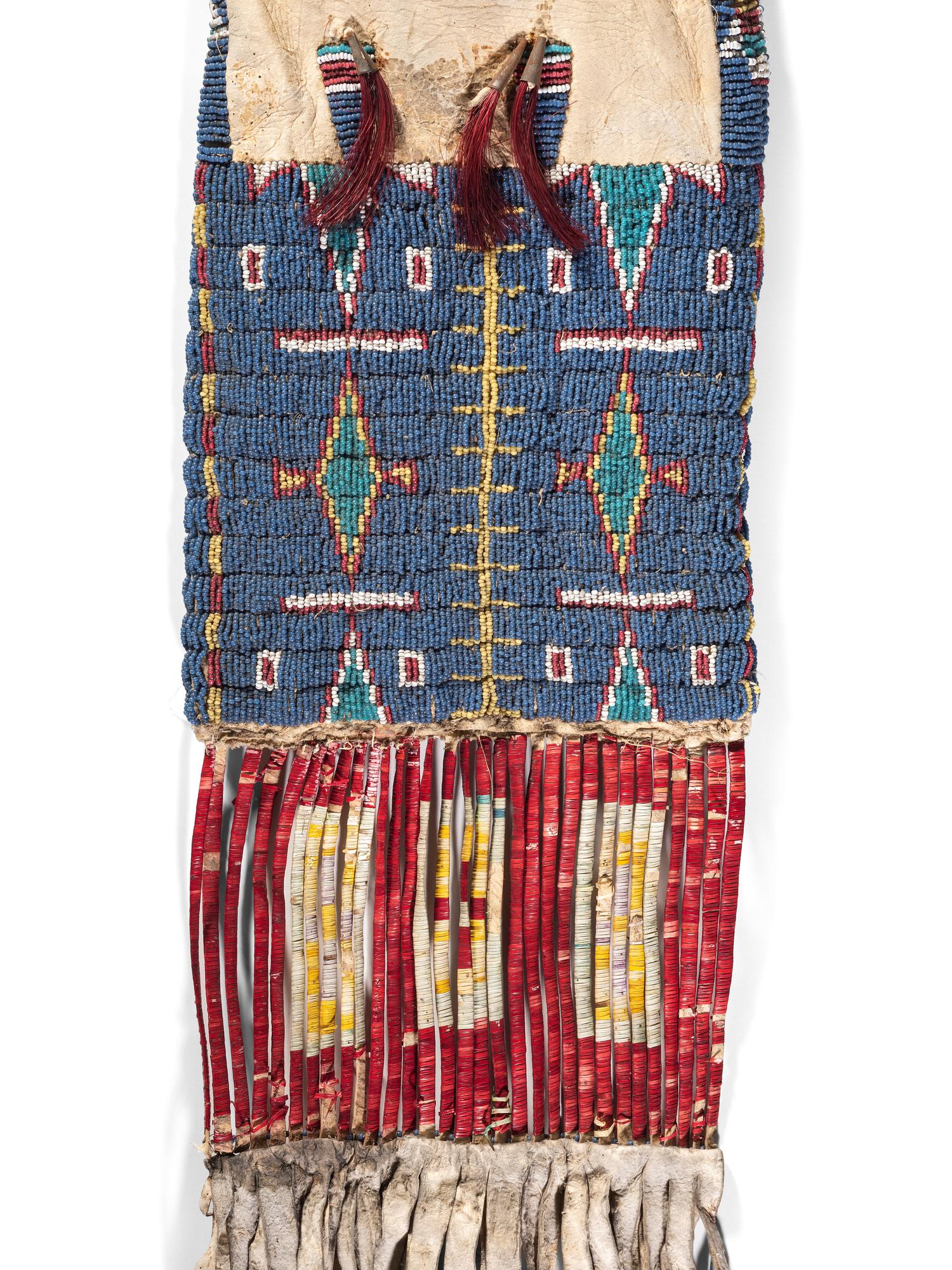 Sioux Beaded Hide Tobacco Bag, with American Flags