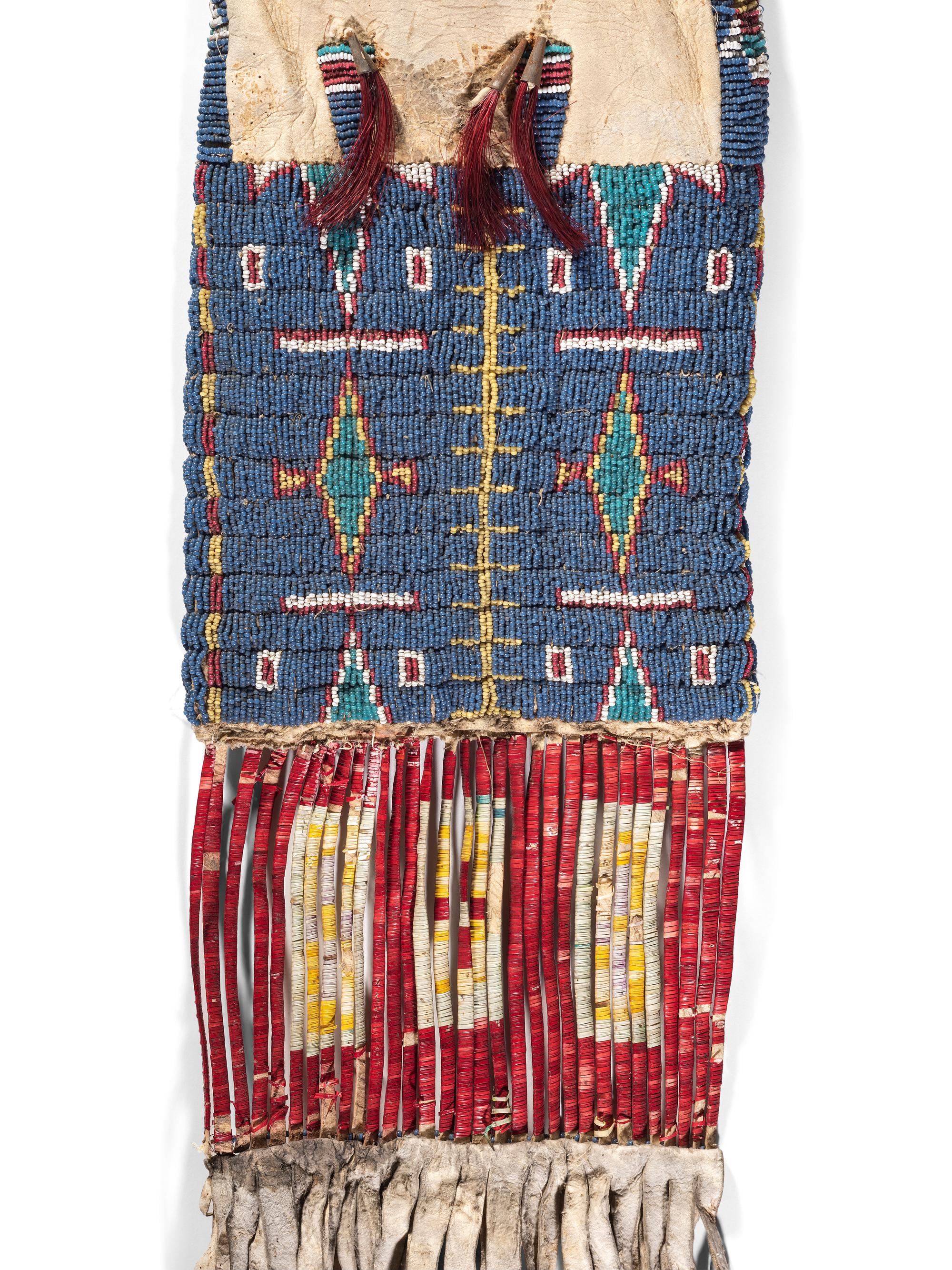 Sioux Beaded Hide Tobacco Bag, with American Flags
