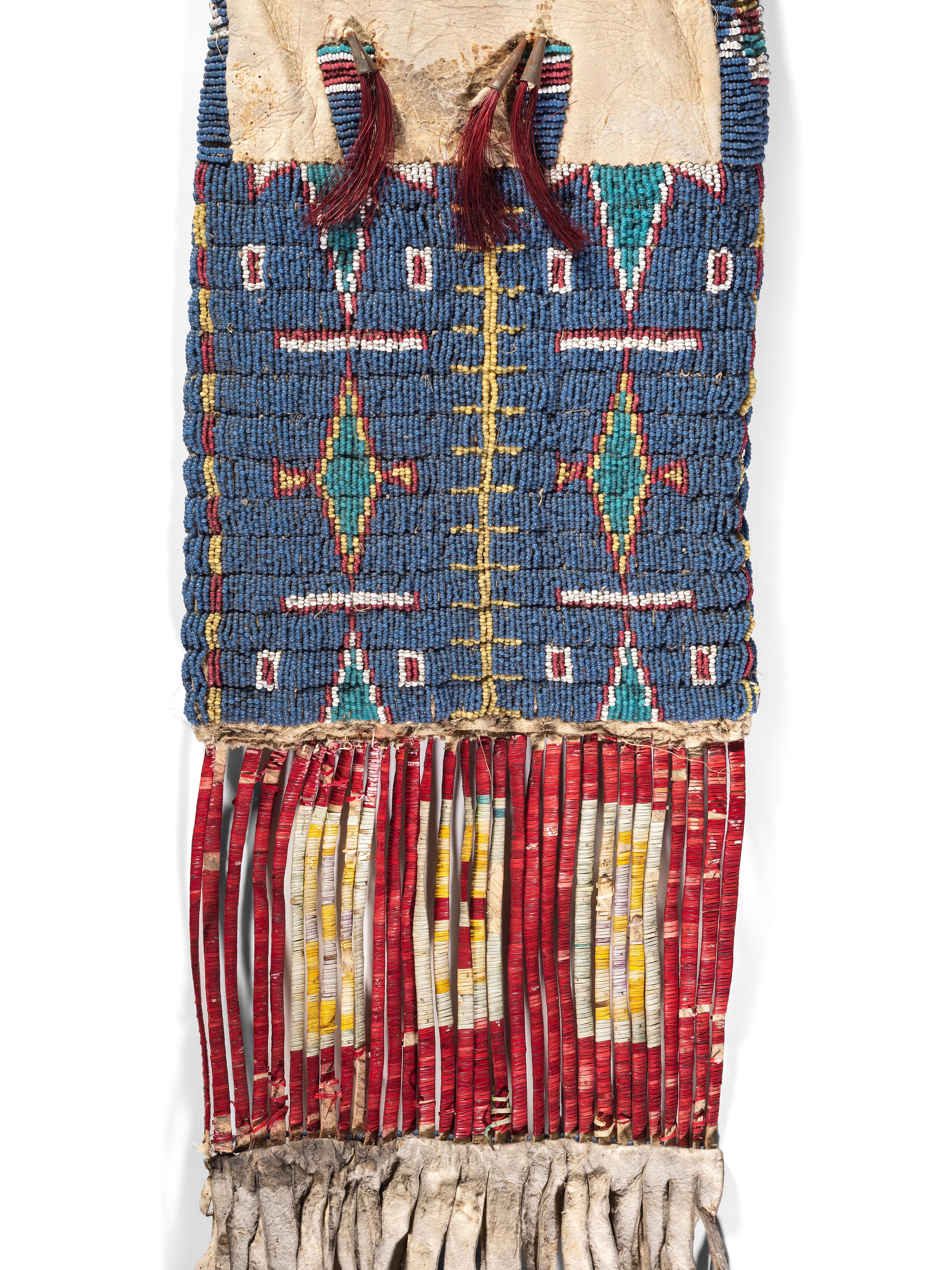 Sioux Beaded Hide Tobacco Bag, with American Flags