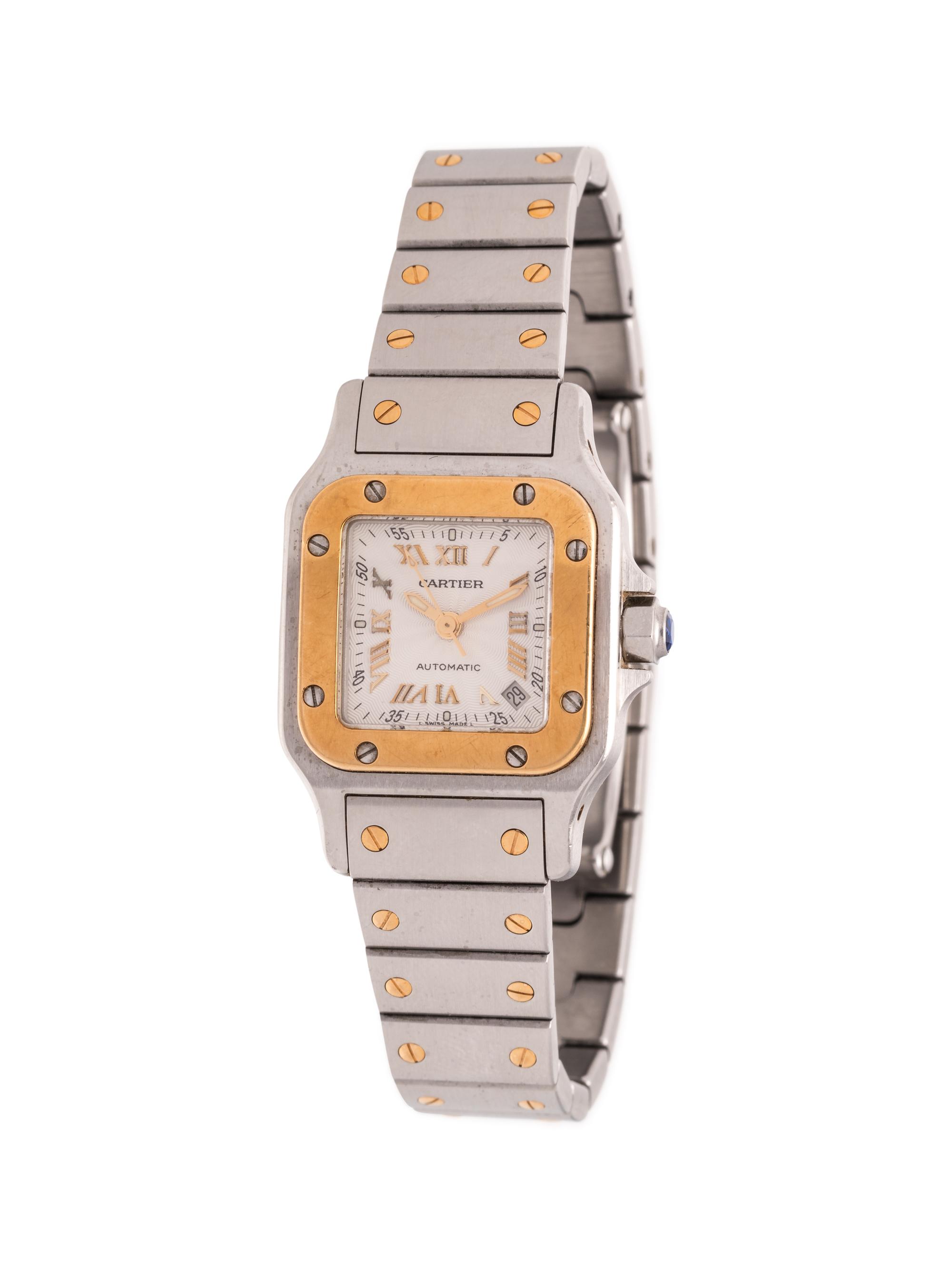 CARTIER, STAINLESS STEEL AND YELLOW GOLD 'SANTOS' WRISTWATCH