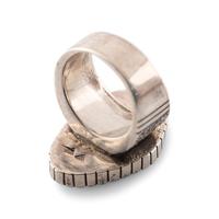 Tufa Cast Silver Ring, with Morenci Turquoise Cabochon