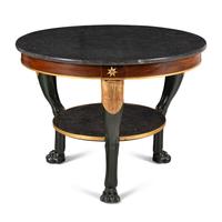 An Empire Painted and Parcel-Gilt Marble-Top Guèridon