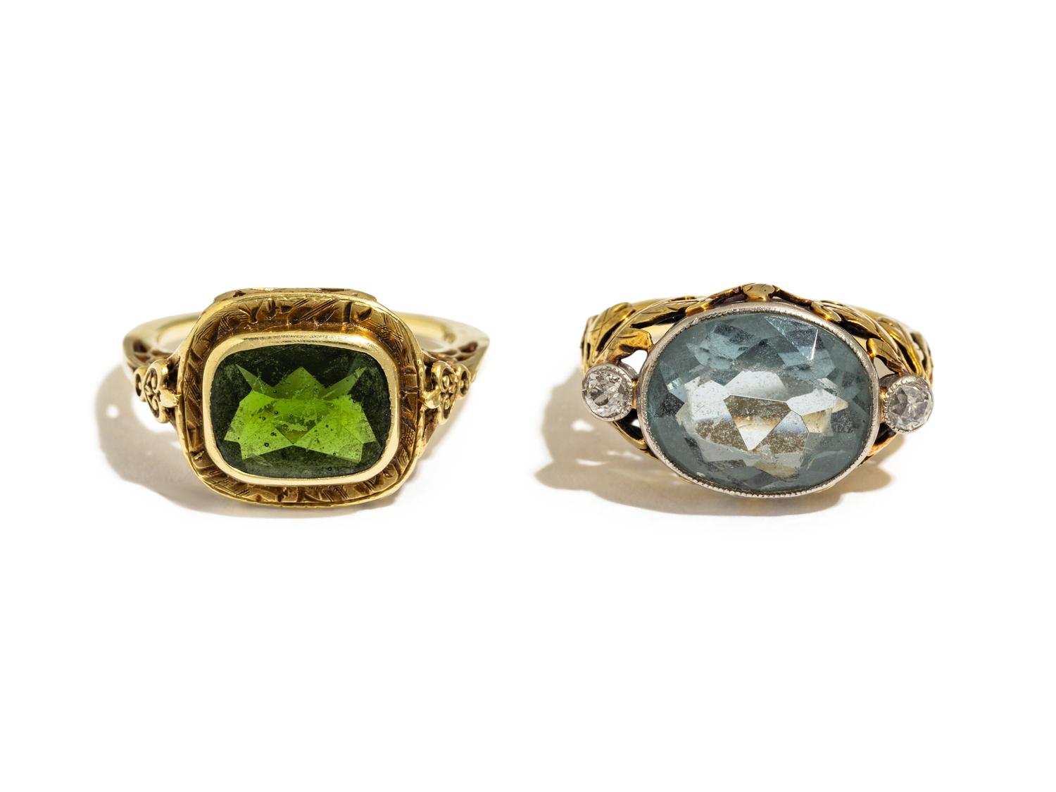 COLLECTION OF YELLOW GOLD AND GEMSTONE JEWELRY