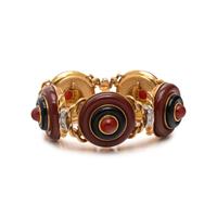 YELLOW GOLD, CARNELIAN, ONYX AND DIAMOND BRACELET
