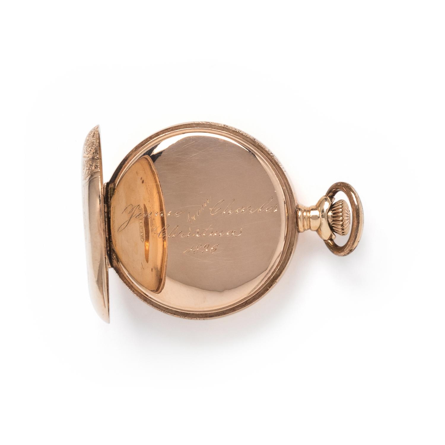 ELGIN, 14K YELLOW GOLD HUNTER CASE POCKET WATCH