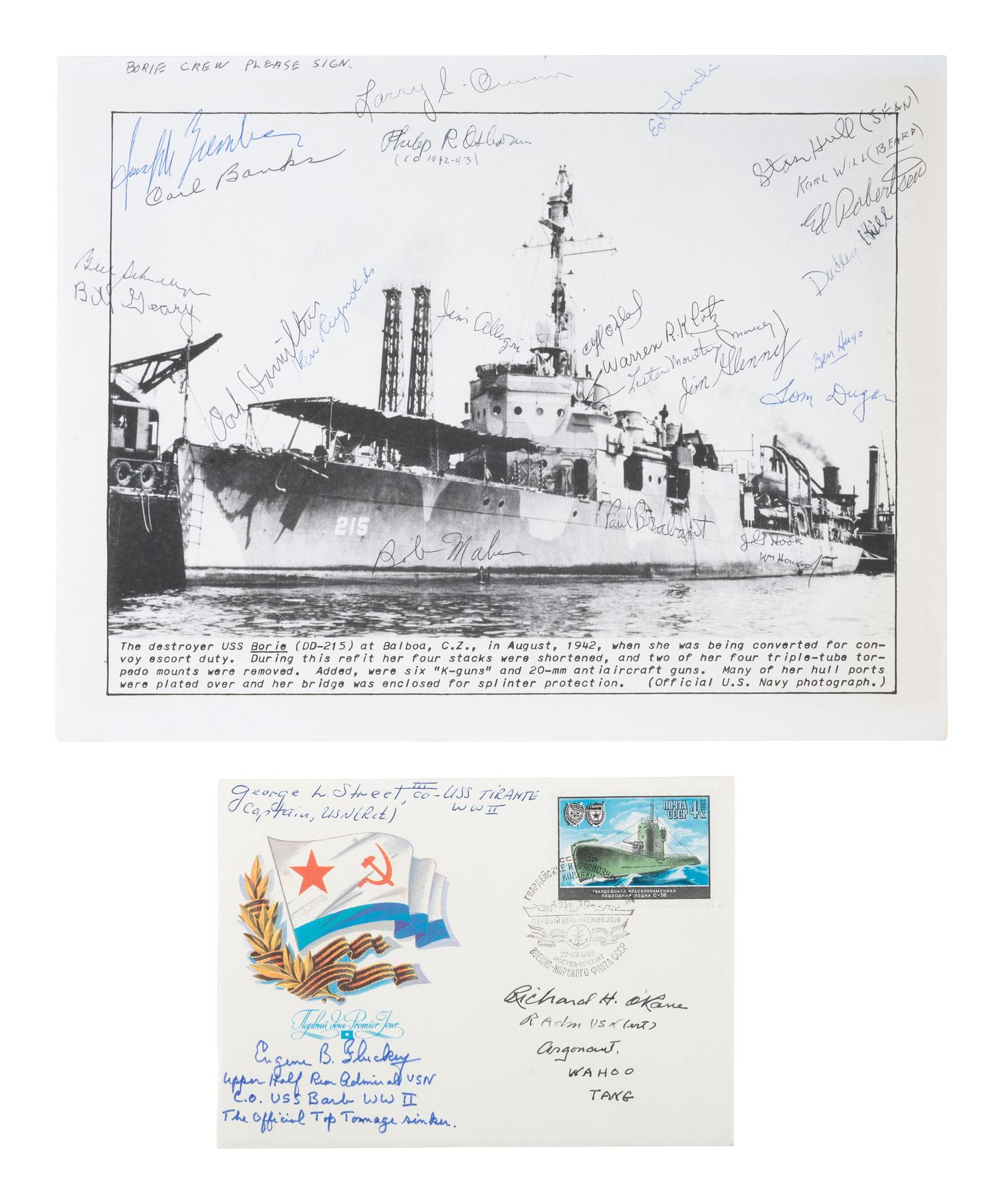 [WWII - NAVY]. 70+ signatures of submariners, PT Boat captains, & anti-U-Boat sailors.
