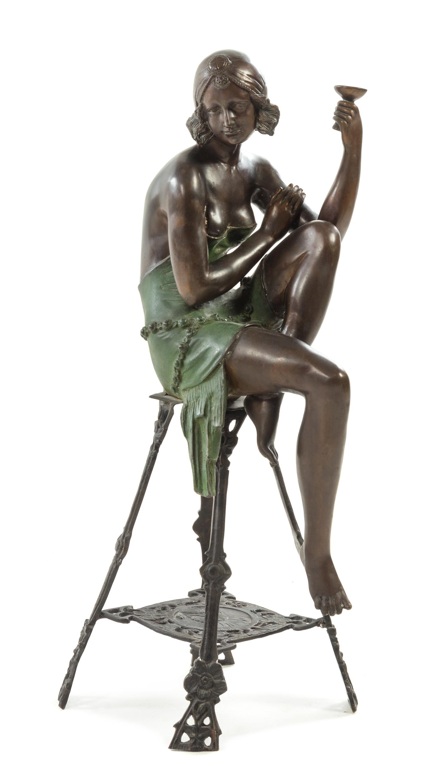 An Art Deco Style Patinated Bronze Figure Height 32 1/2 inches. — 20TH CENTURY