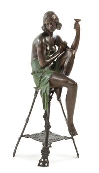 An Art Deco Style Patinated Bronze Figure Height 32 1/2 inches. — 20TH CENTURY
