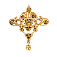 YELLOW GOLD AND DIAMOND PENDANT/BROOCH
