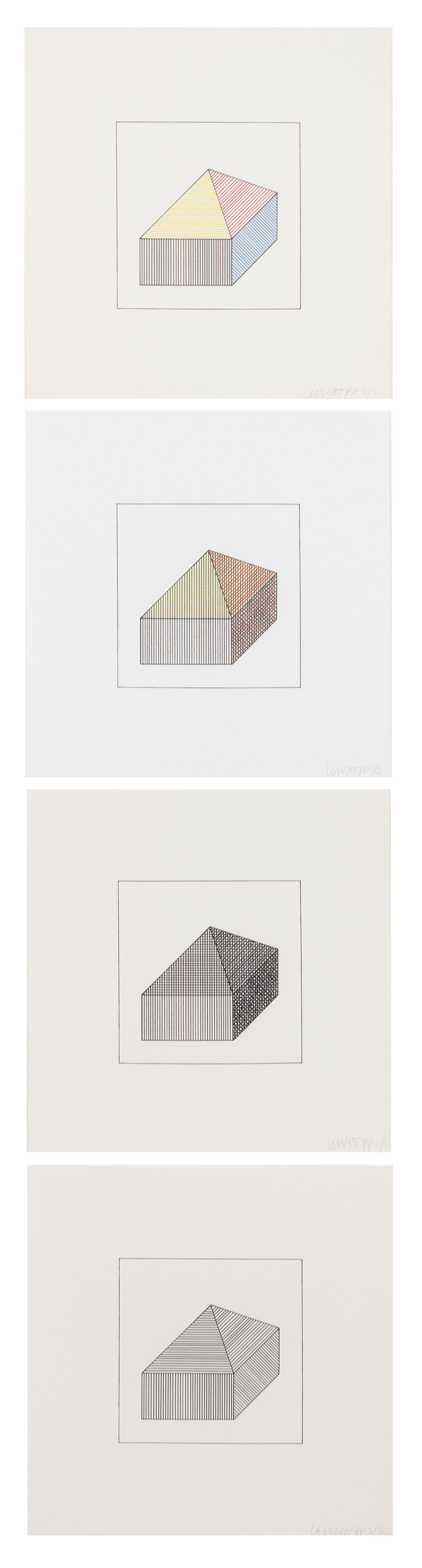 Sol LeWitt, (American, 1928-2007) , Twelve Forms Derived From a Cube, 1984 (complete portfolio of 48 screenprints with title and justif