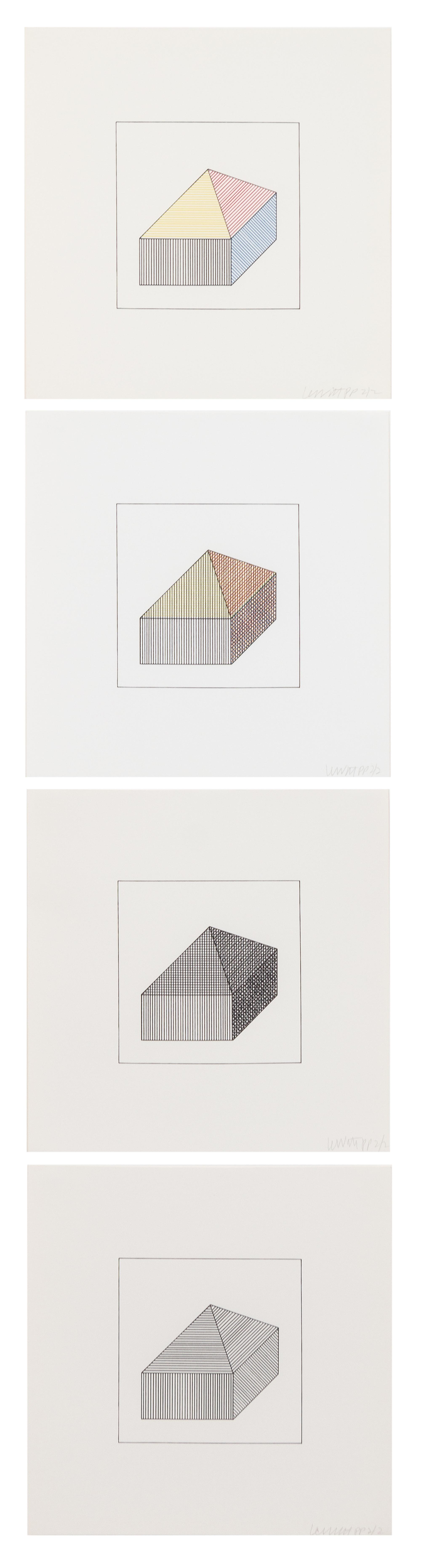 Sol LeWitt, (American, 1928-2007) , Twelve Forms Derived From a Cube, 1984 (complete portfolio of 48 screenprints with title and justif