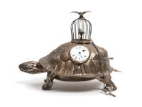 An Unusual German Silver Zoomorphic Automaton Clock, Jean L. Schlingloff, Hanau, Late 19th/Early 20th century, in the form of a tortois