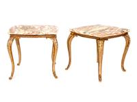 A Pair of Louis XV Style Painted Marble Top Side Tables — LATE 19TH CENTURY