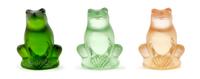 Three Lalique Molded Glass Frogs