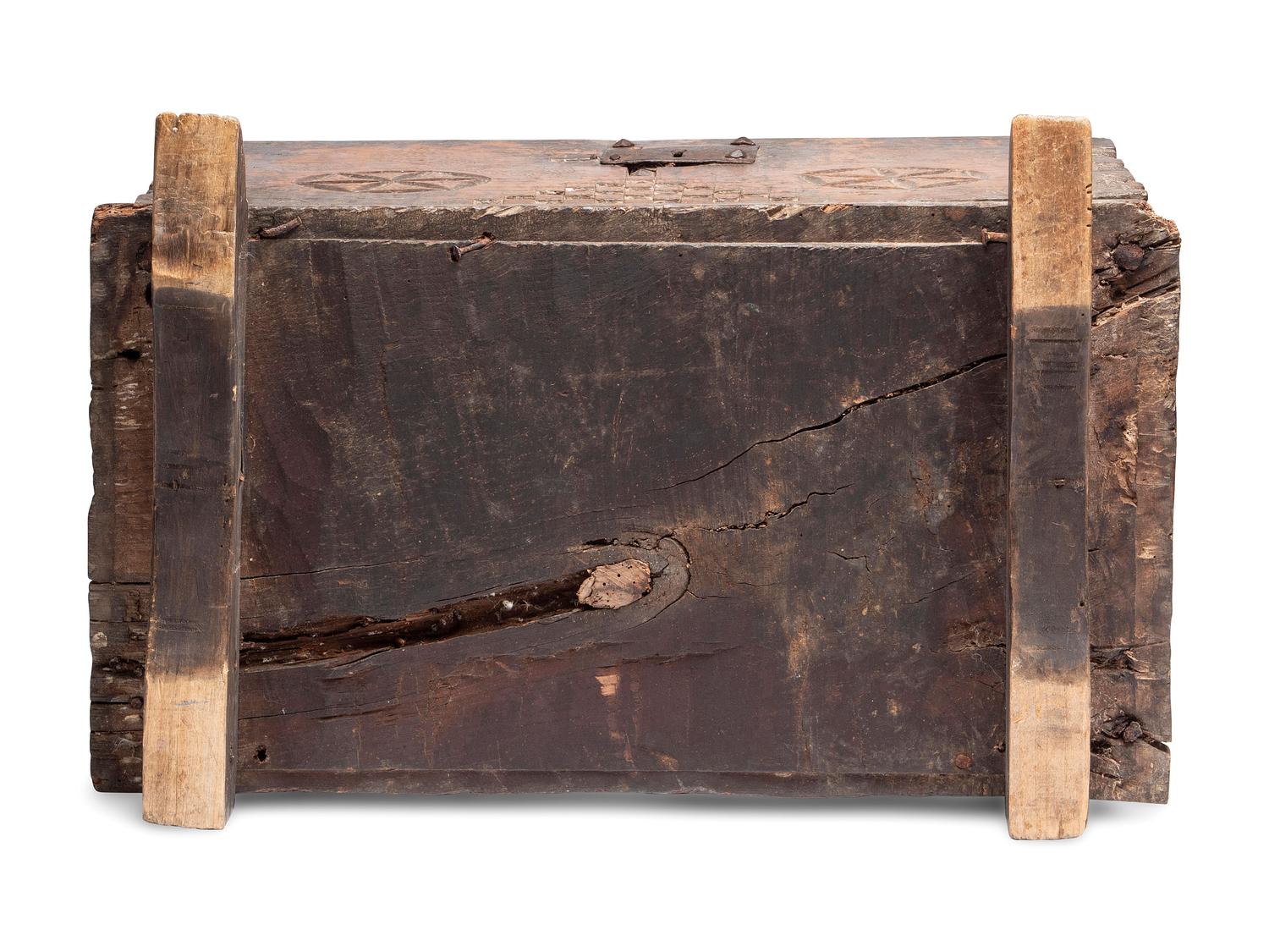 A Very Rare Southwestern Carved Sabino Wood Storage Box