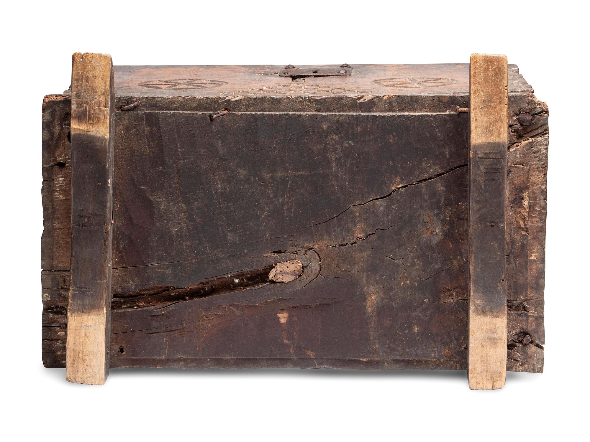 A Very Rare Southwestern Carved Sabino Wood Storage Box