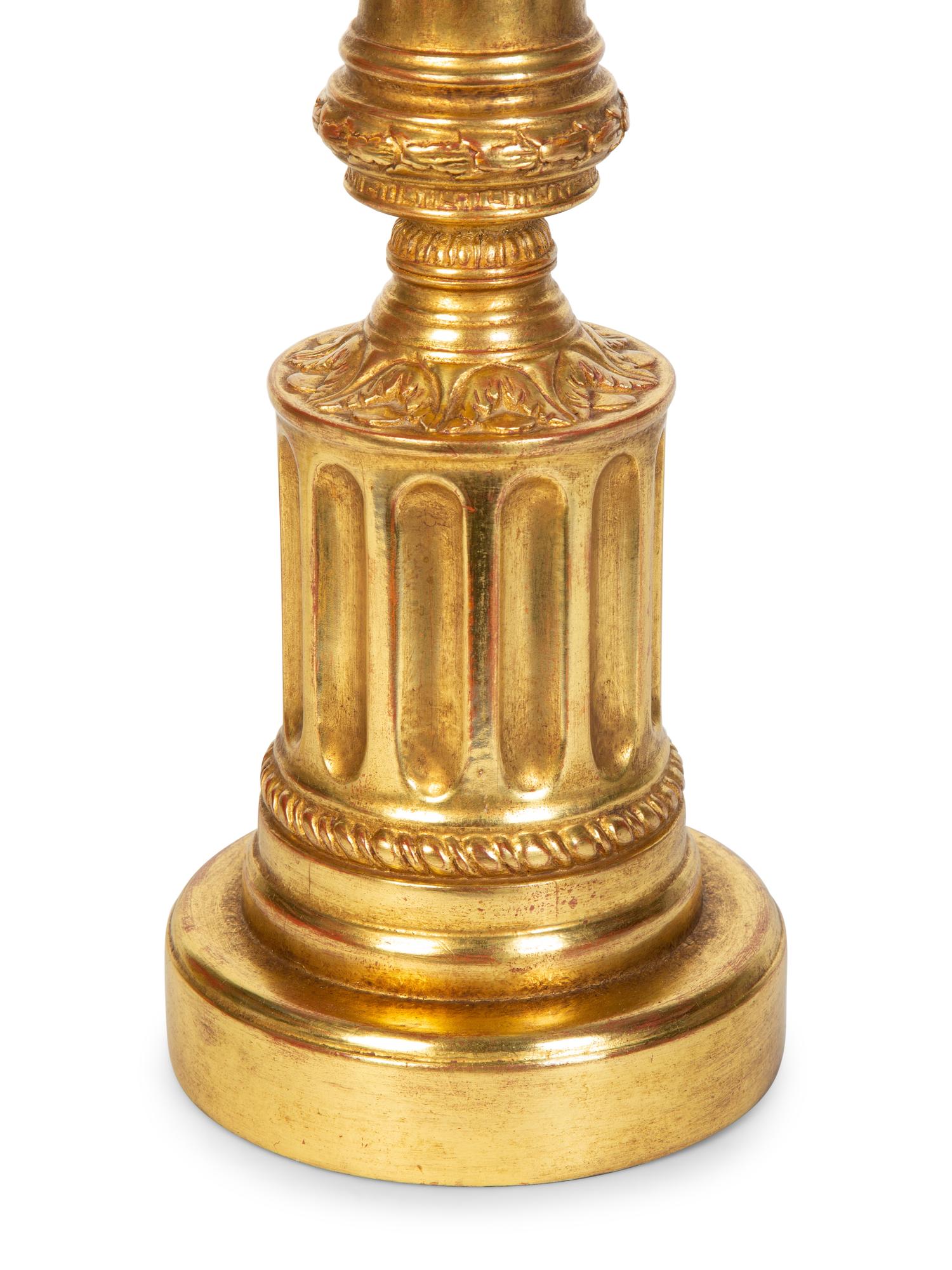 Three Giltwood Columnar Lamps