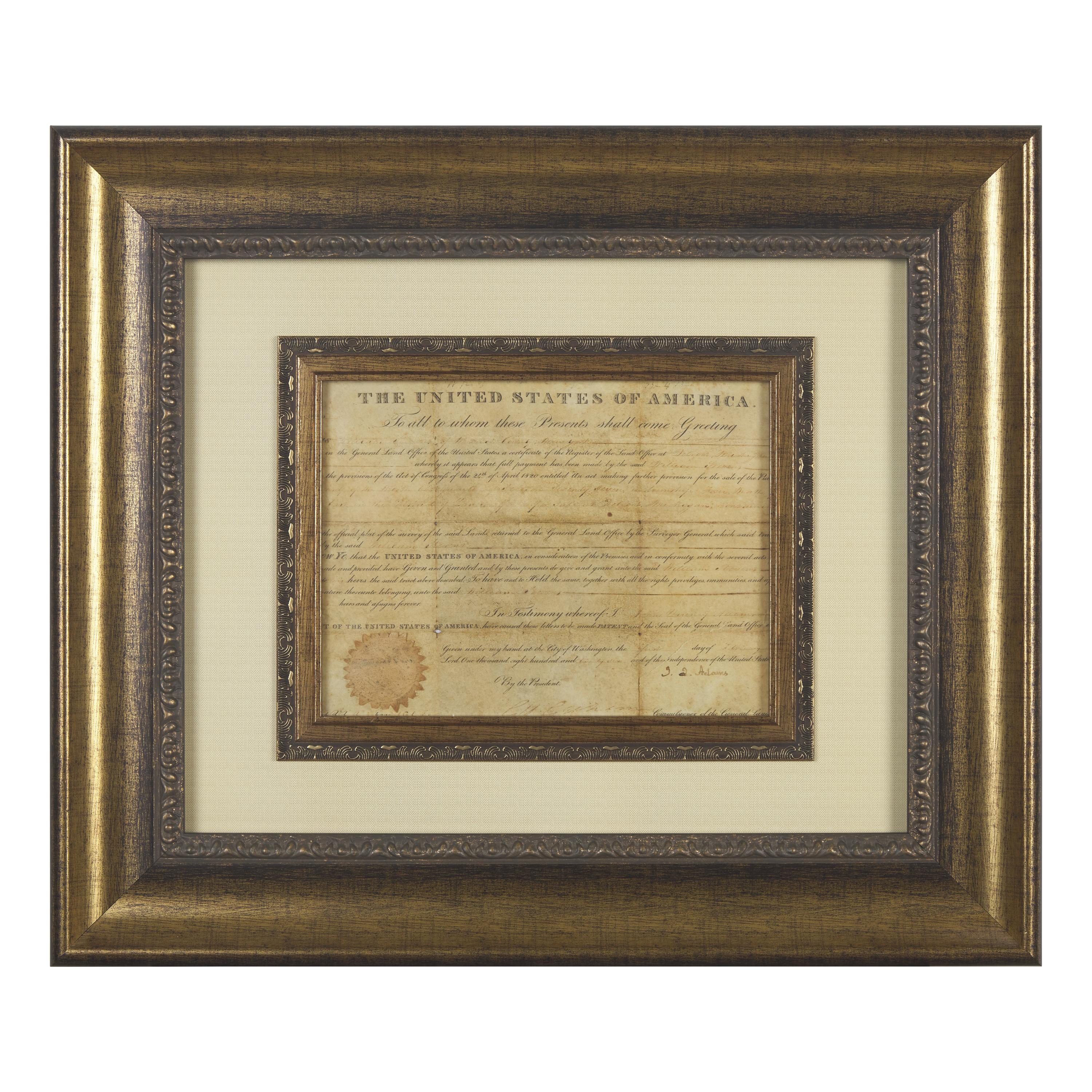 [Presidential] Adams, John Quincy. Partially-printed document, signed