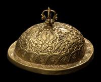 A Sino-Tibetan Gilt Bronze Kapala, 20th Century 近代 銅鎏金嘎巴拉碗