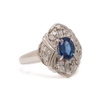 Burmese Sapphire, Diamond, and Platinum Ring