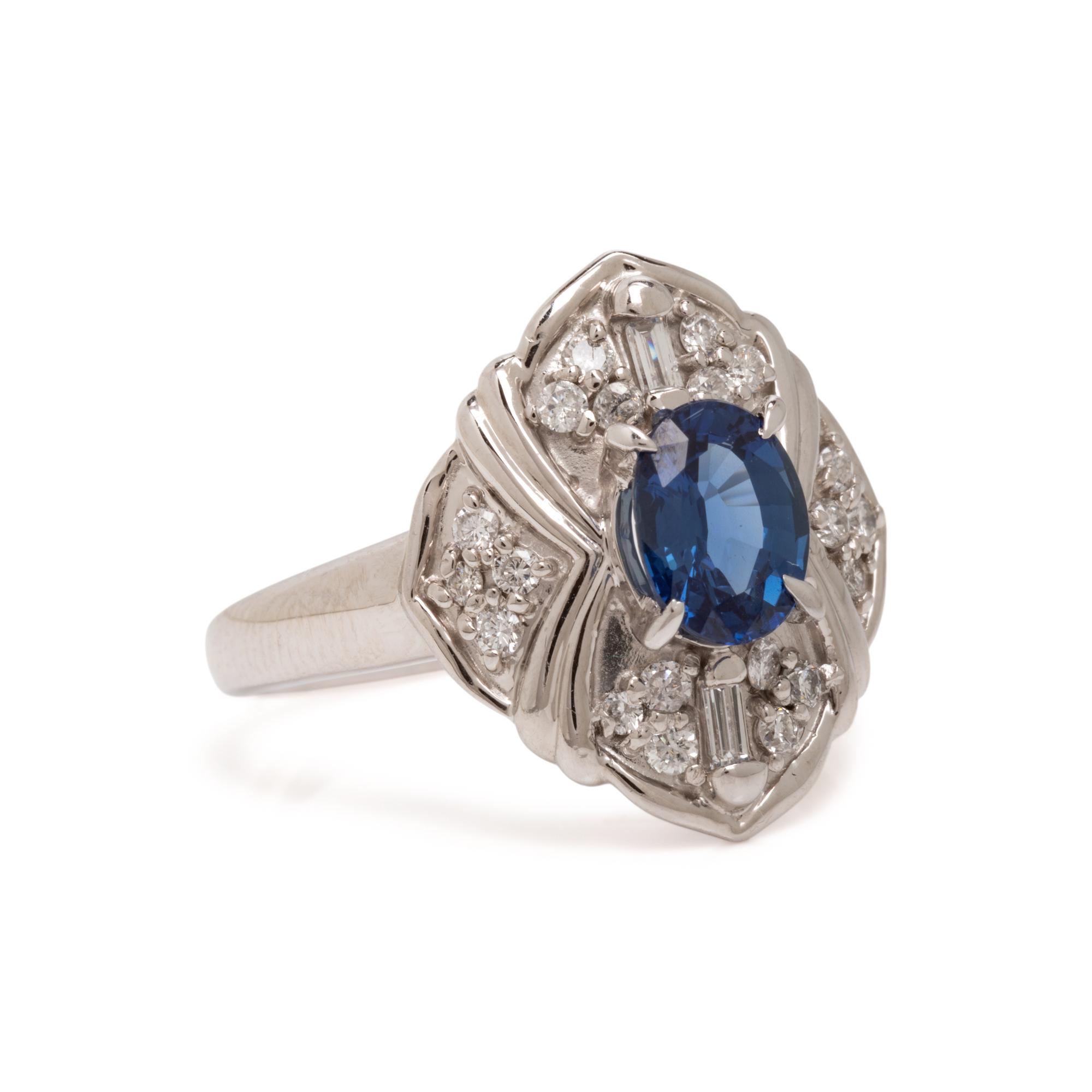 Burmese Sapphire, Diamond, and Platinum Ring