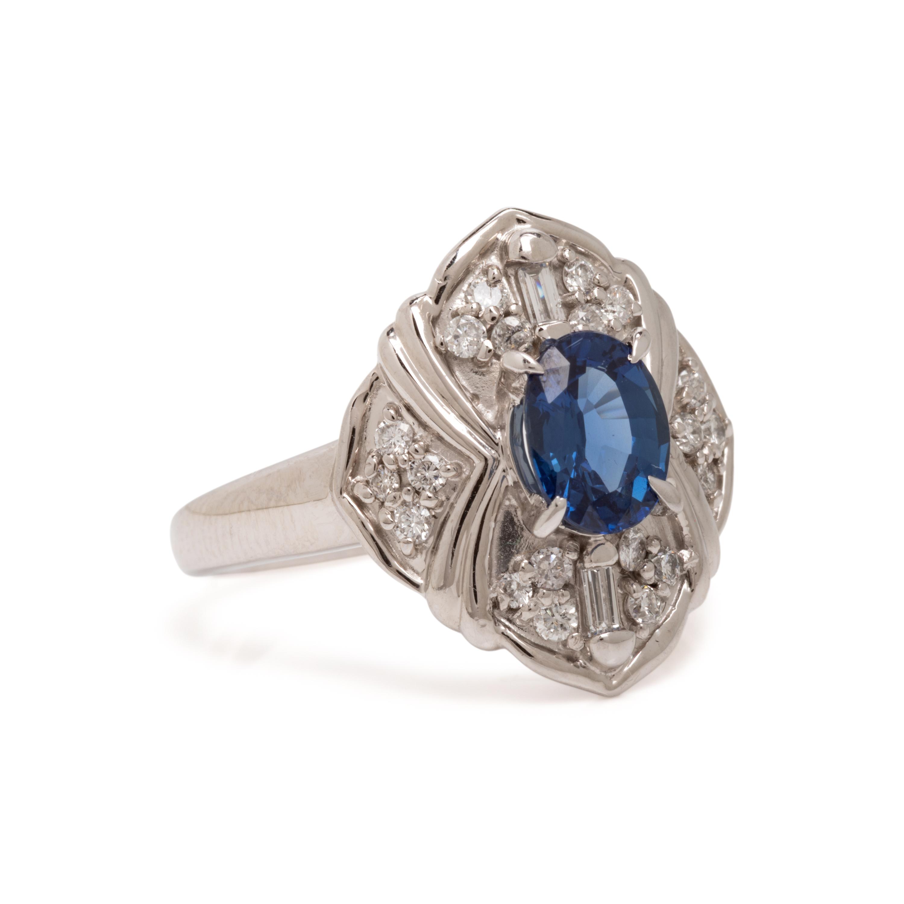 Burmese Sapphire, Diamond, and Platinum Ring