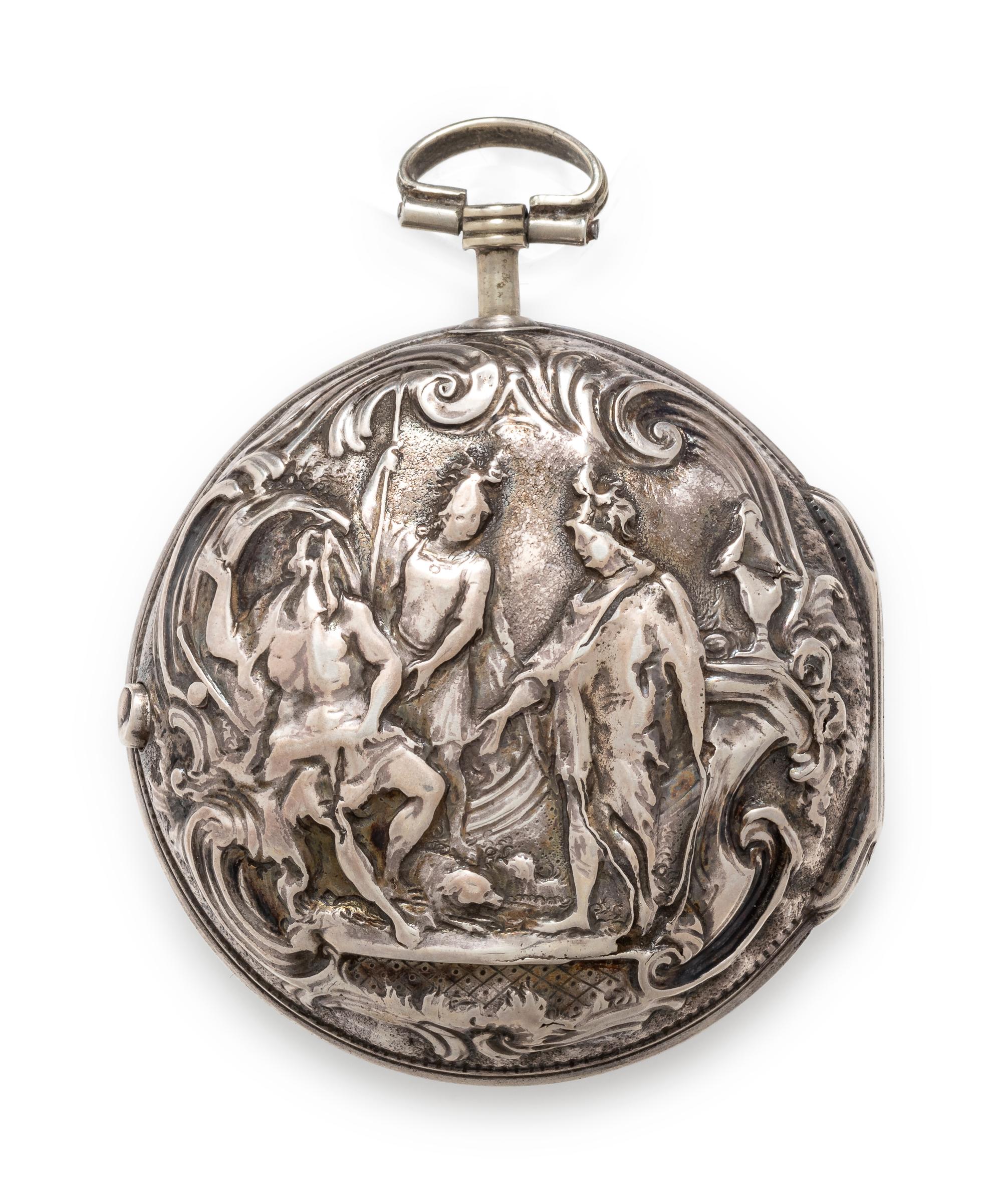 Wilter, London, Silver Pair Cased Open Face Verge Calendar Pocket Watch