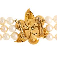 YELLOW GOLD, CULTURED PEARL, AND DIAMOND CONVERTIBLE BROOCH/NECKLACE