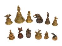 A Collection of Twenty Continental Bronze Animal Form Bells