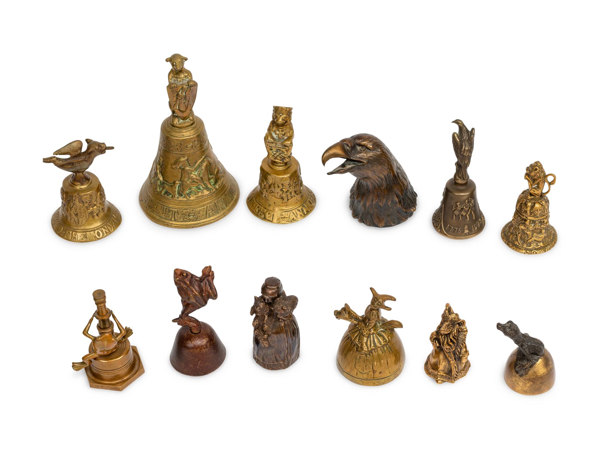 A Collection of Twenty Continental Bronze Animal Form Bells