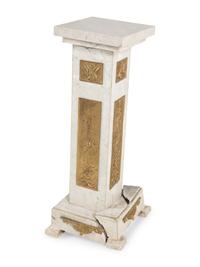 A Pair of Marble and Gilt Bronze Mounted Pedestals
