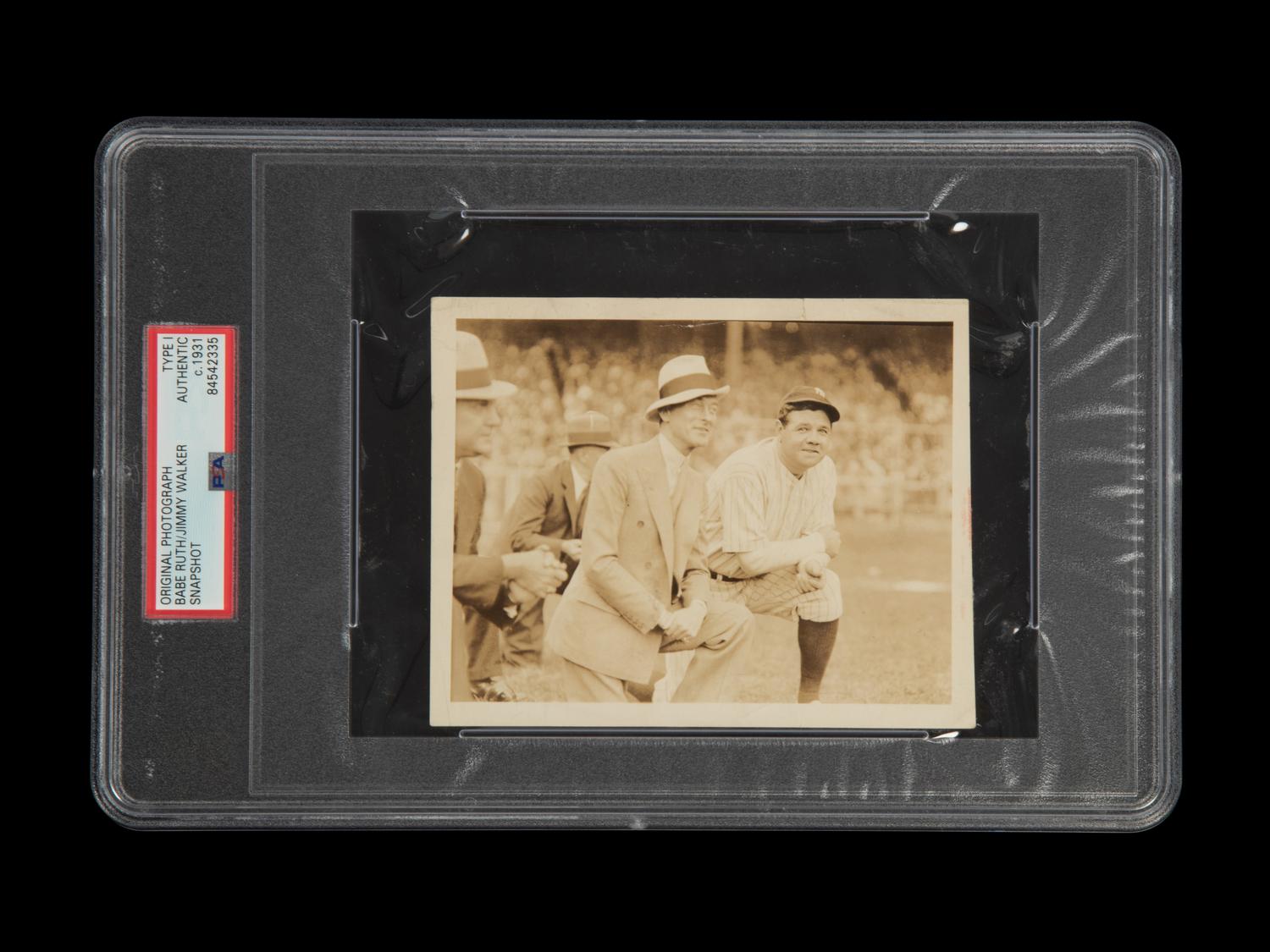 An Original 1931 Babe Ruth New York Yankees With New York Mayor Jimmy Walker Type One Snapshot Photograph (PSA Authenticated),