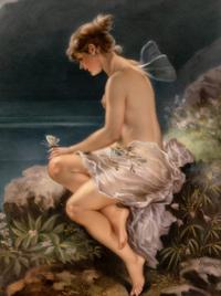 A Painted Porcelain Plaque After Wilhelm Kray