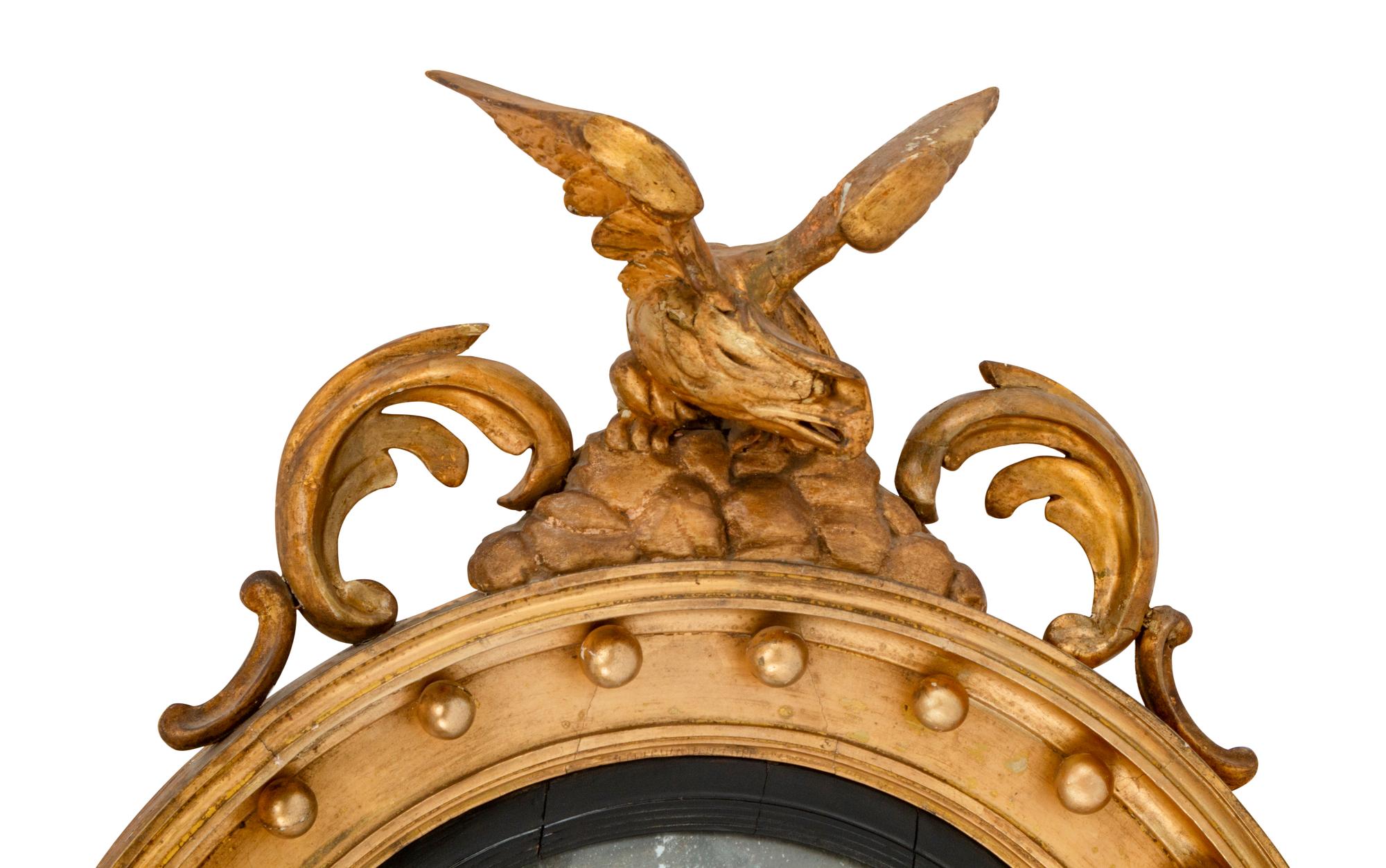 A Regency Style Giltwood Convex Mirror — 19TH CENTURY
