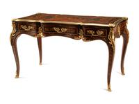 A Louis XV Style Gilt Bronze Mounted Marquetry Bureau Plat, 20th Century
