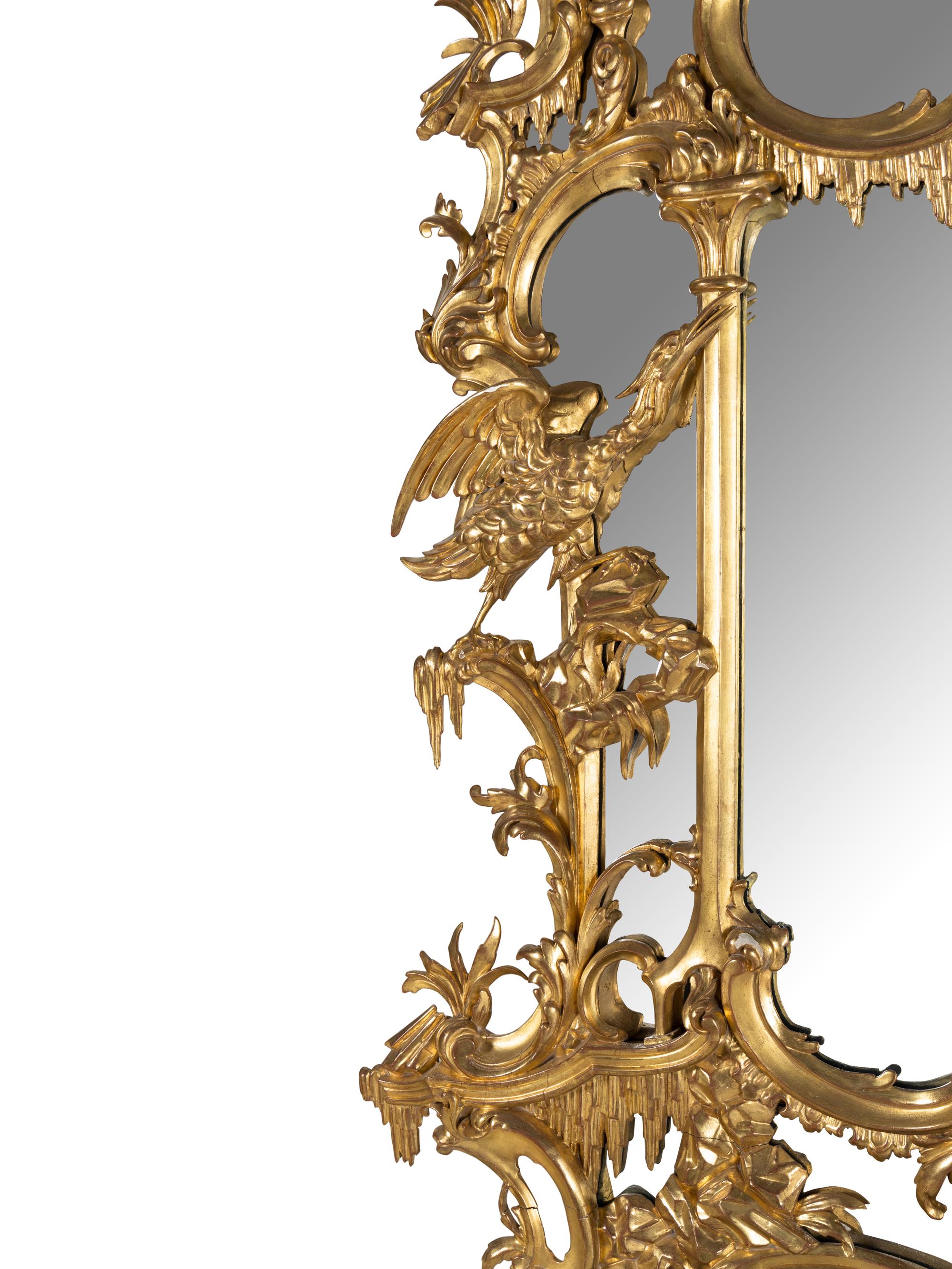 A Massive Pair of English Carved Giltwood Pier Mirrors
