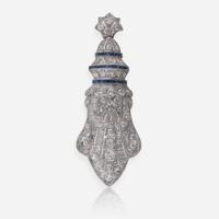 Art Deco Diamond and Sapphire Brooch