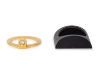 An 18 Karat Yellow Gold, Diamond and Resin Ring,