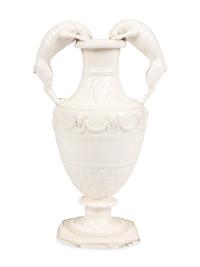 An English Creamware Vase With Dog Handles