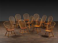 Eleven Primitive Windsor Chairs