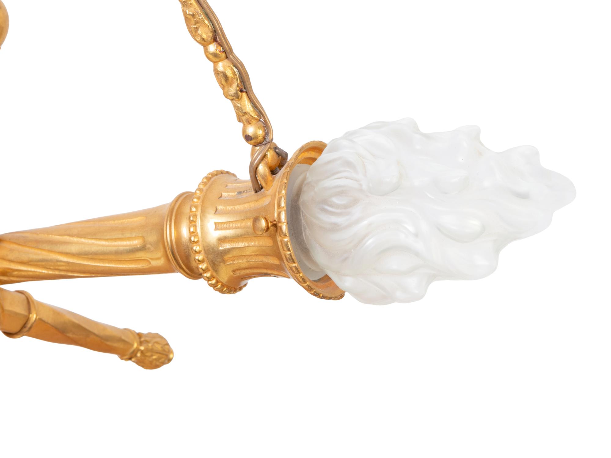 A Louis XVI Style Gilt Bronze Three-Light Chandelier