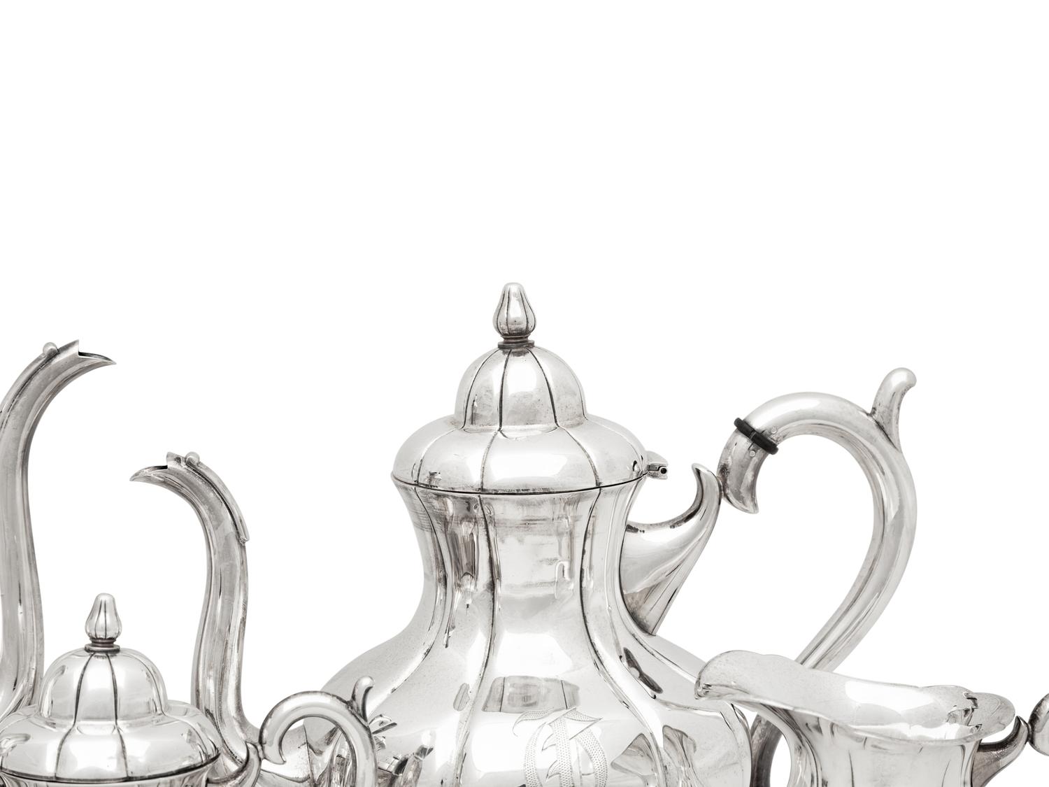 A Japanese Silver Five-Piece Tea and Coffee Service