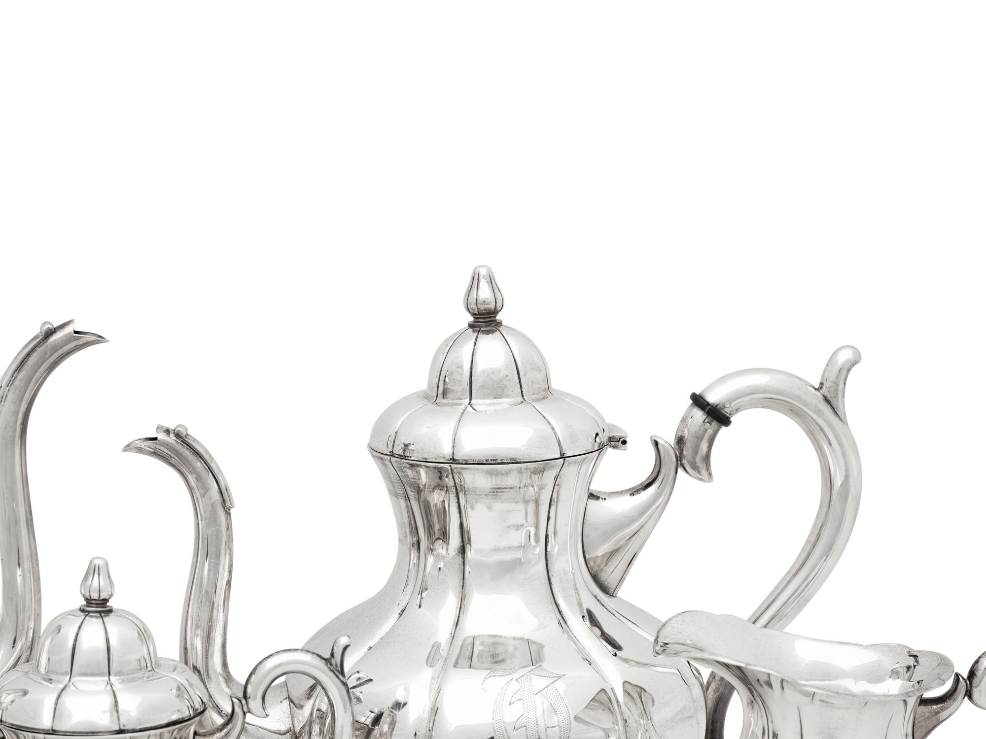 A Japanese Silver Five-Piece Tea and Coffee Service
